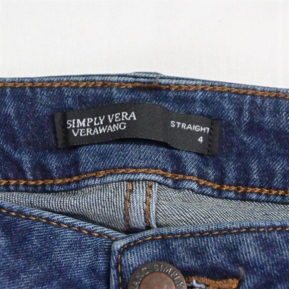 Simply Vera by Vera Wang 4 Straight Raw Hem‎ Dark Wash Flex Denim Jeans - Picture 3 of 7